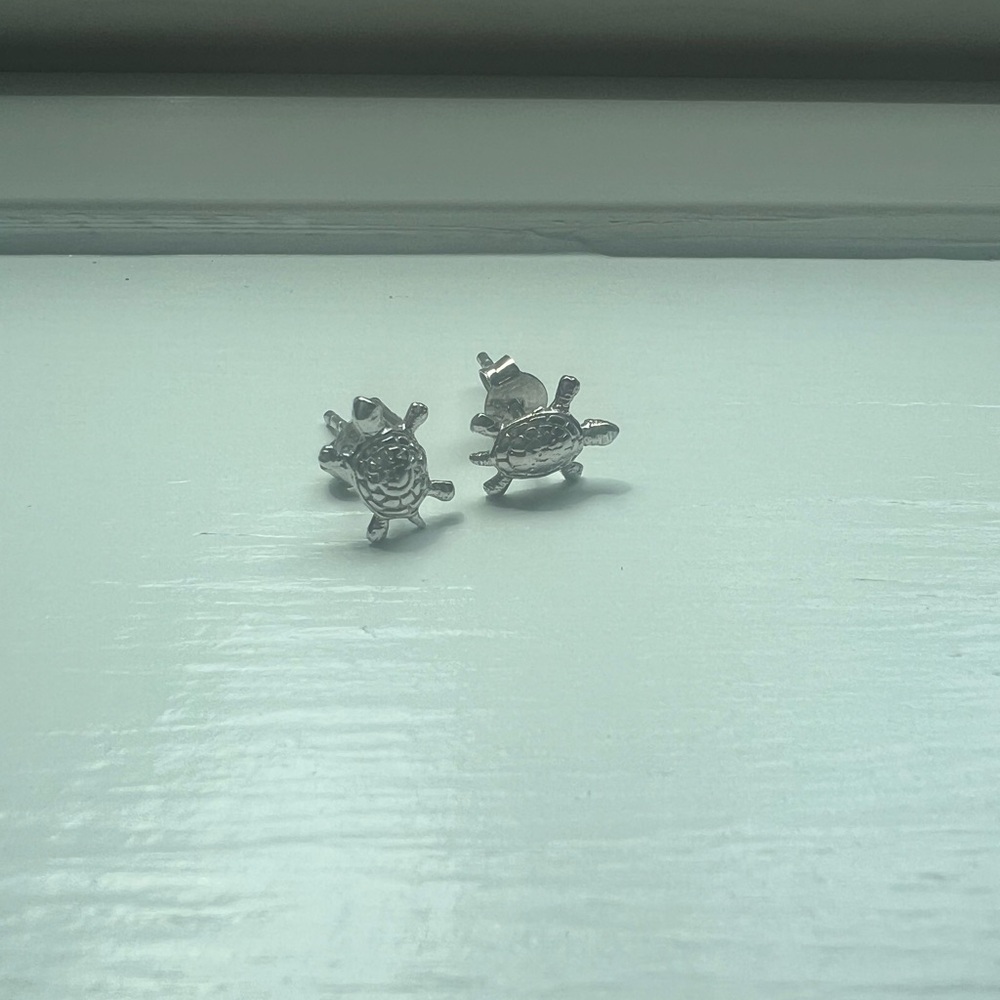 Sterling Silver Turtle Stud Earrings